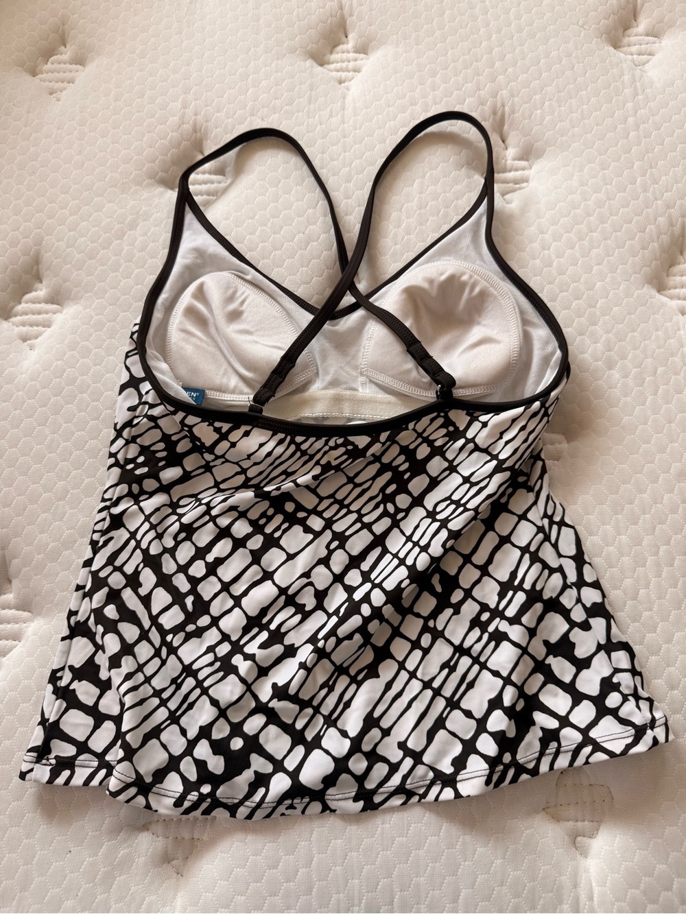 Jantzen Dark Brown and white Printed Swim Top size 6 - Picture 3 of 5